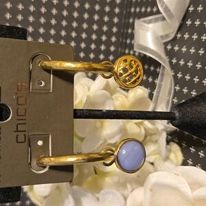 CHICOS 3 Way Convertible Hoop EarringsAntique Gold Tone NWT